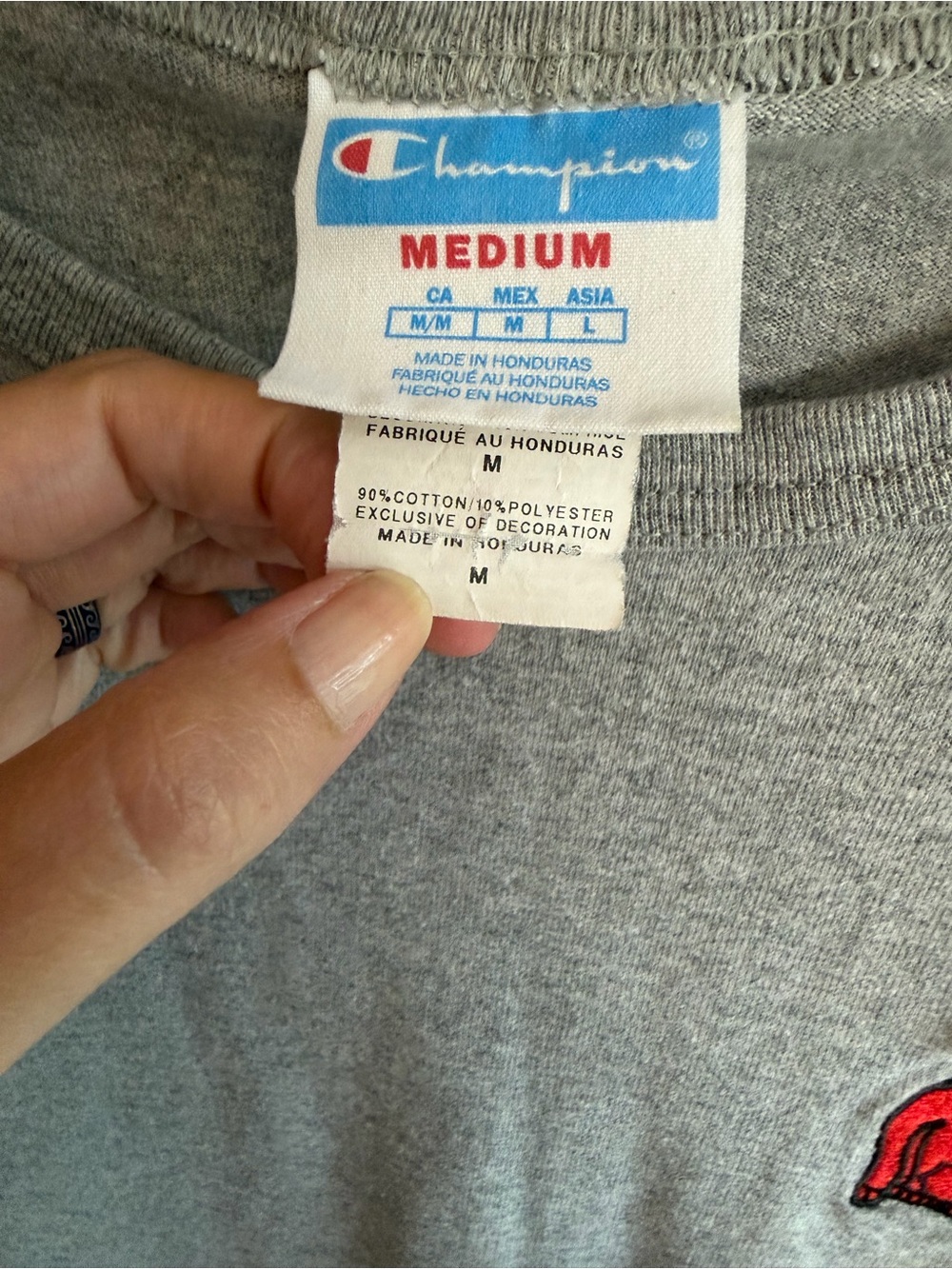 Champion Gray Short-Sleeve Tee with Small Red Embroidered Logo - Picture 6 of 8